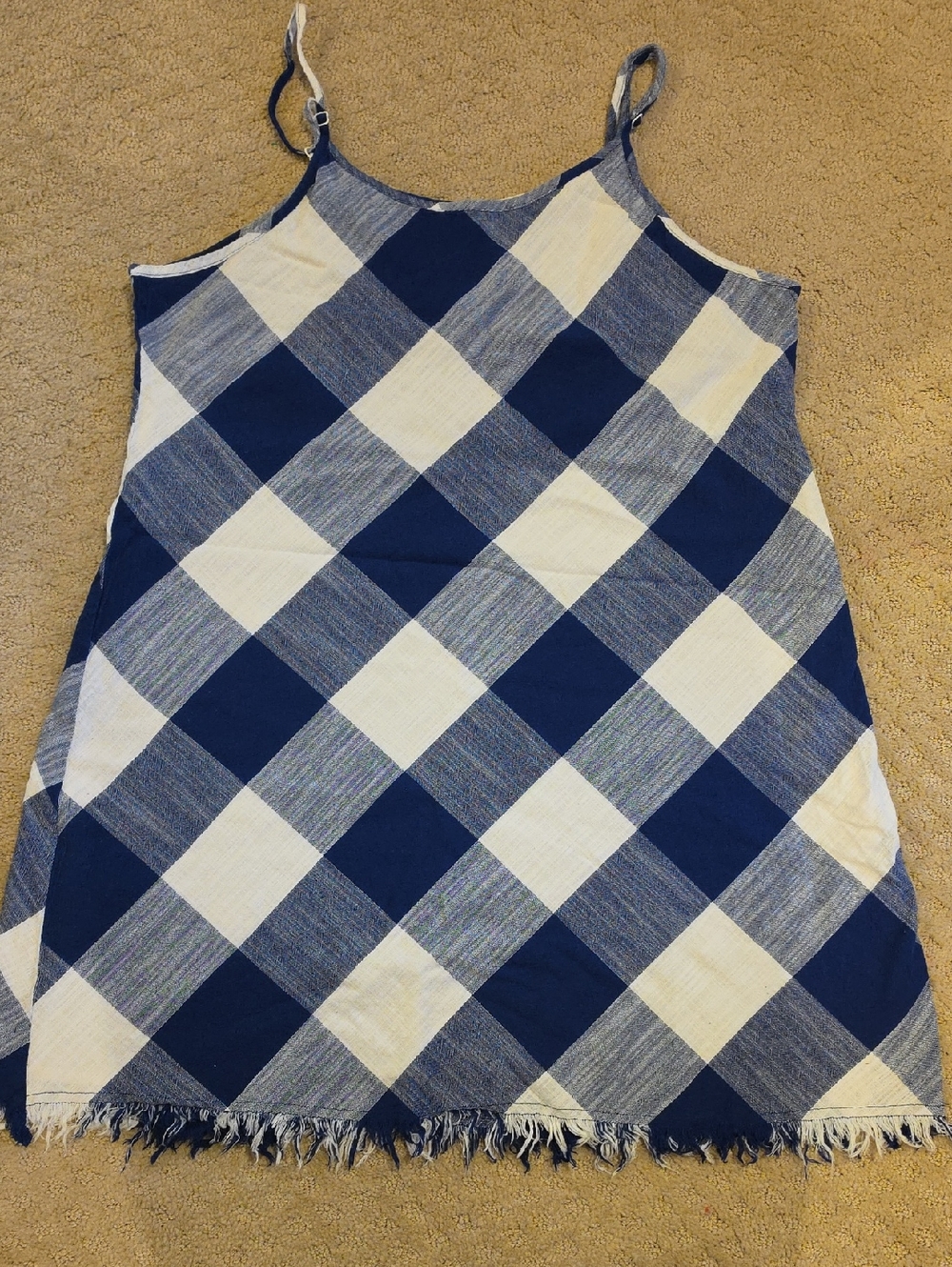 NWOT Natural Reflections Blue and White Plaid Mini Dress